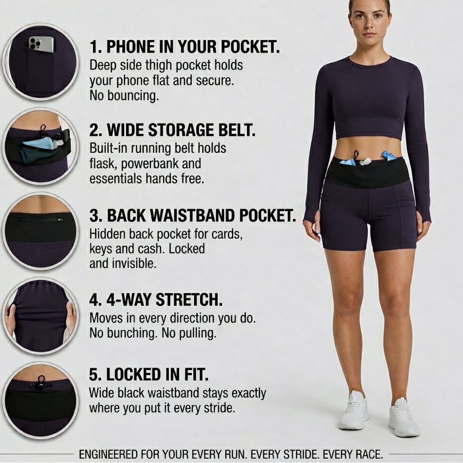 High-Rise Running Tights with Built-In Belt