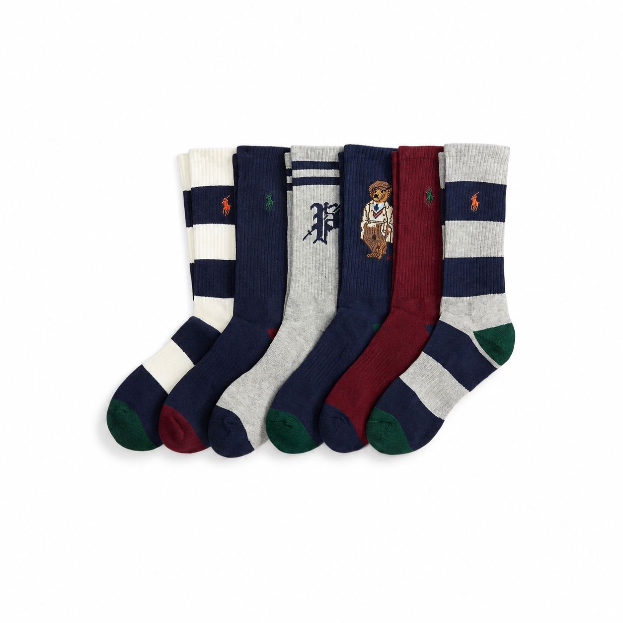 RL Polo Bear Cotton-Blend Crew Sock 6-Pack