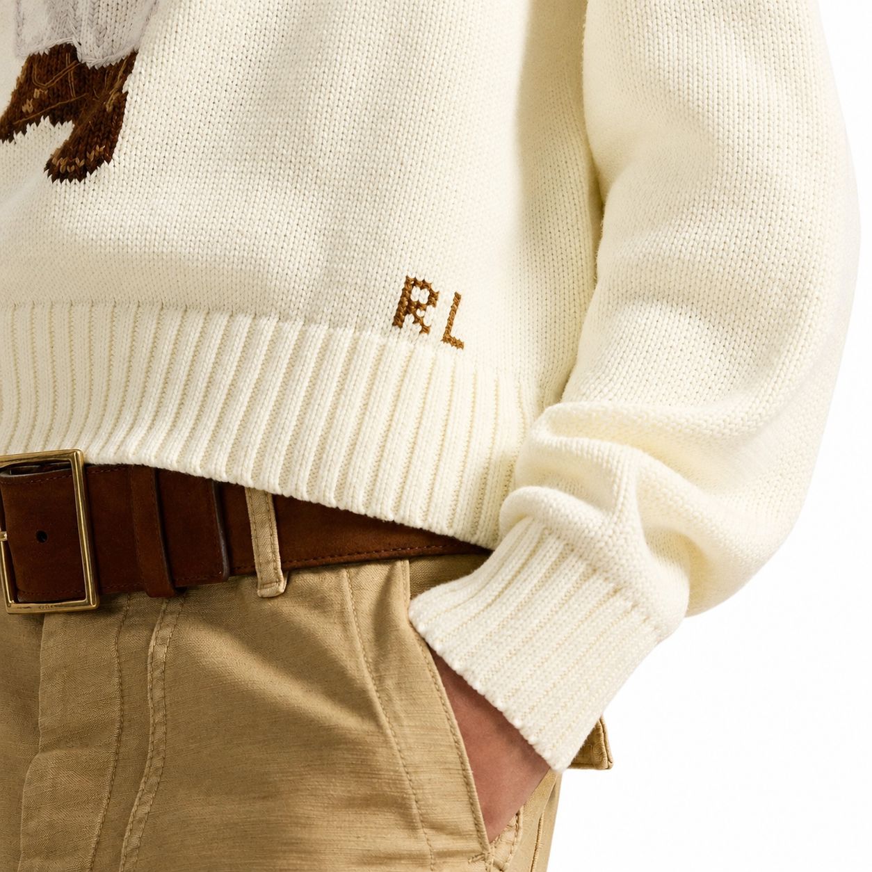 RL Polo Bear Cotton-Sweater with Crew Neck
