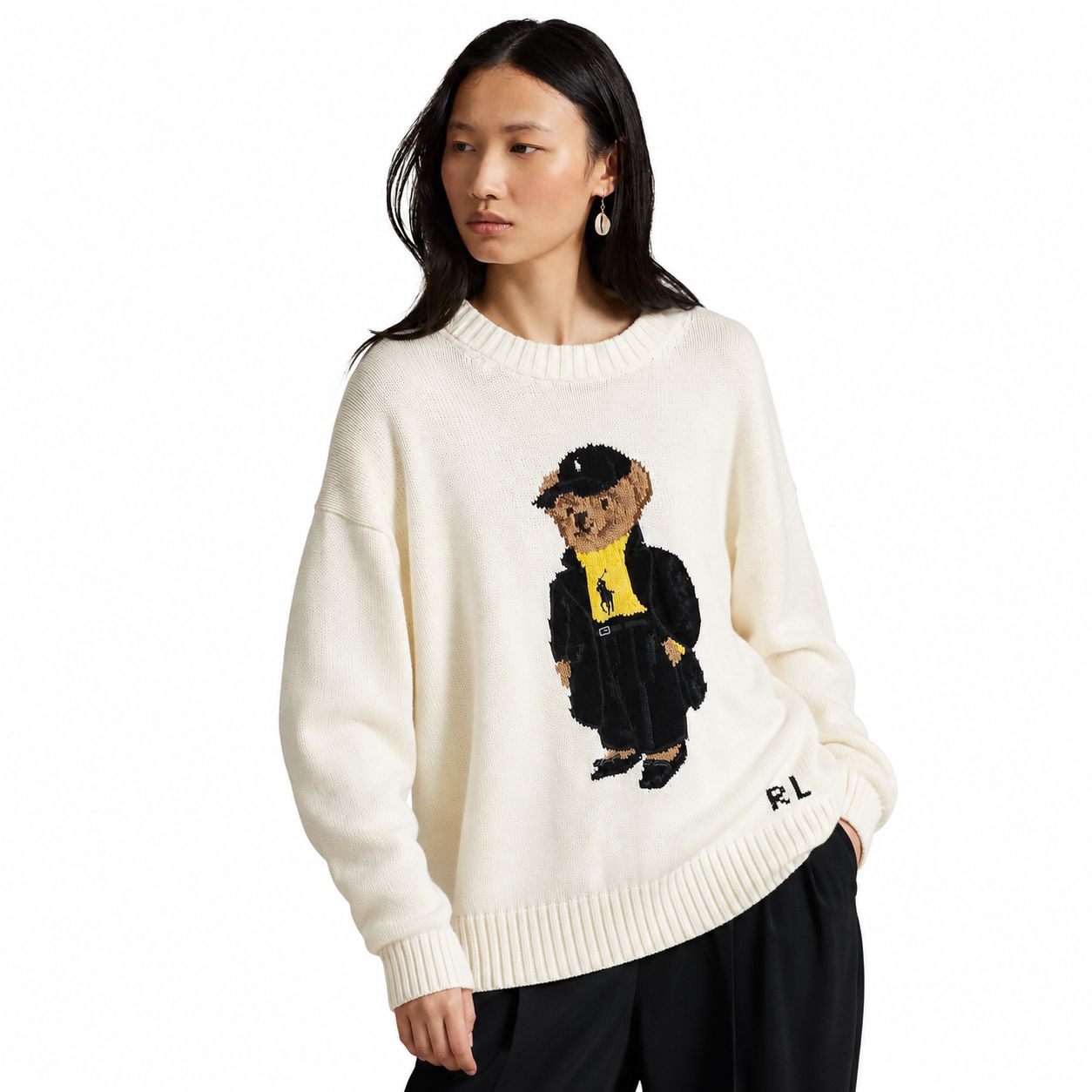 RL Polo Bear Cotton-Sweater with Crew Neck