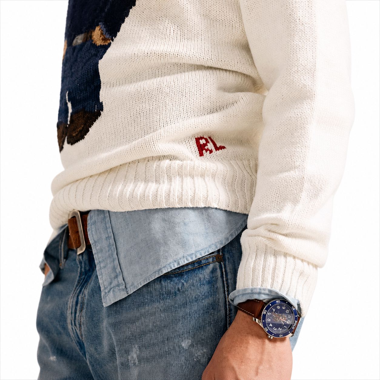 RL Polo Bear Sweater in Cotton-Linen