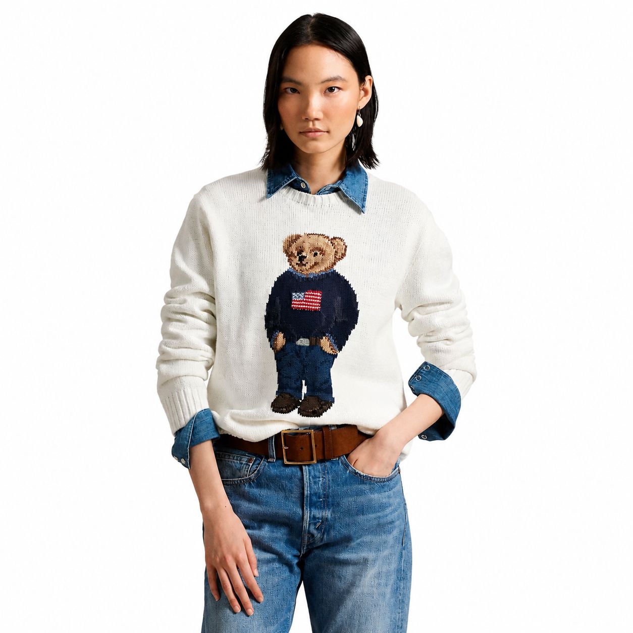 RL Polo Bear Sweater in Cotton-Linen
