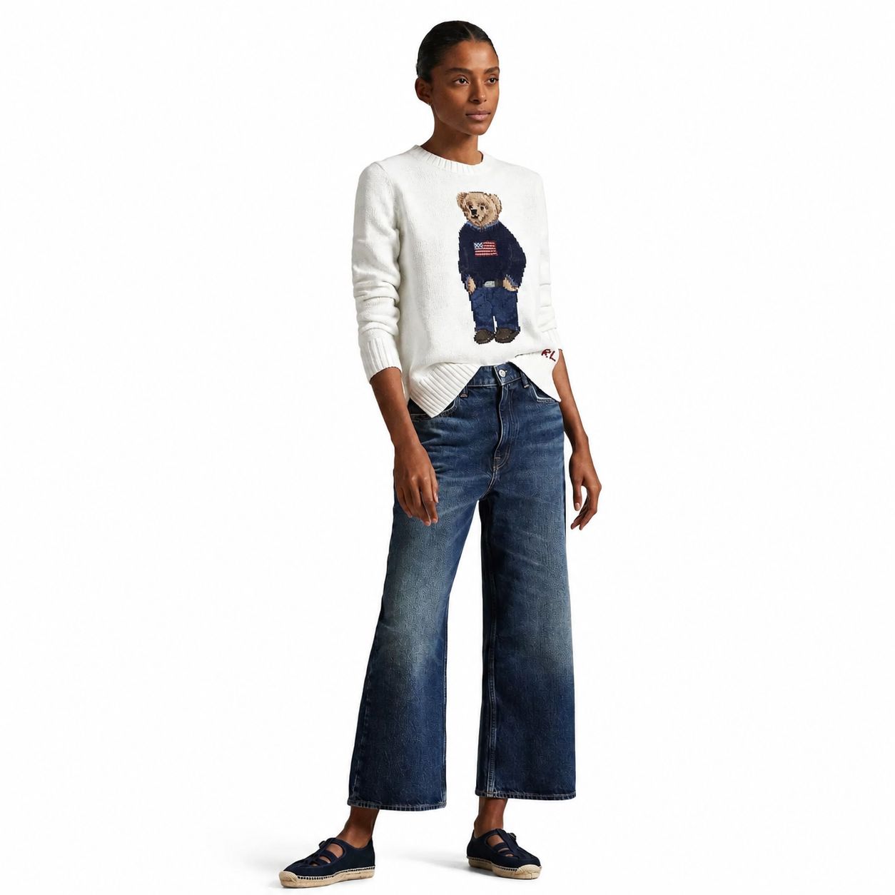 RL Polo Bear Sweater in Linen-Cotton with Crew Neck