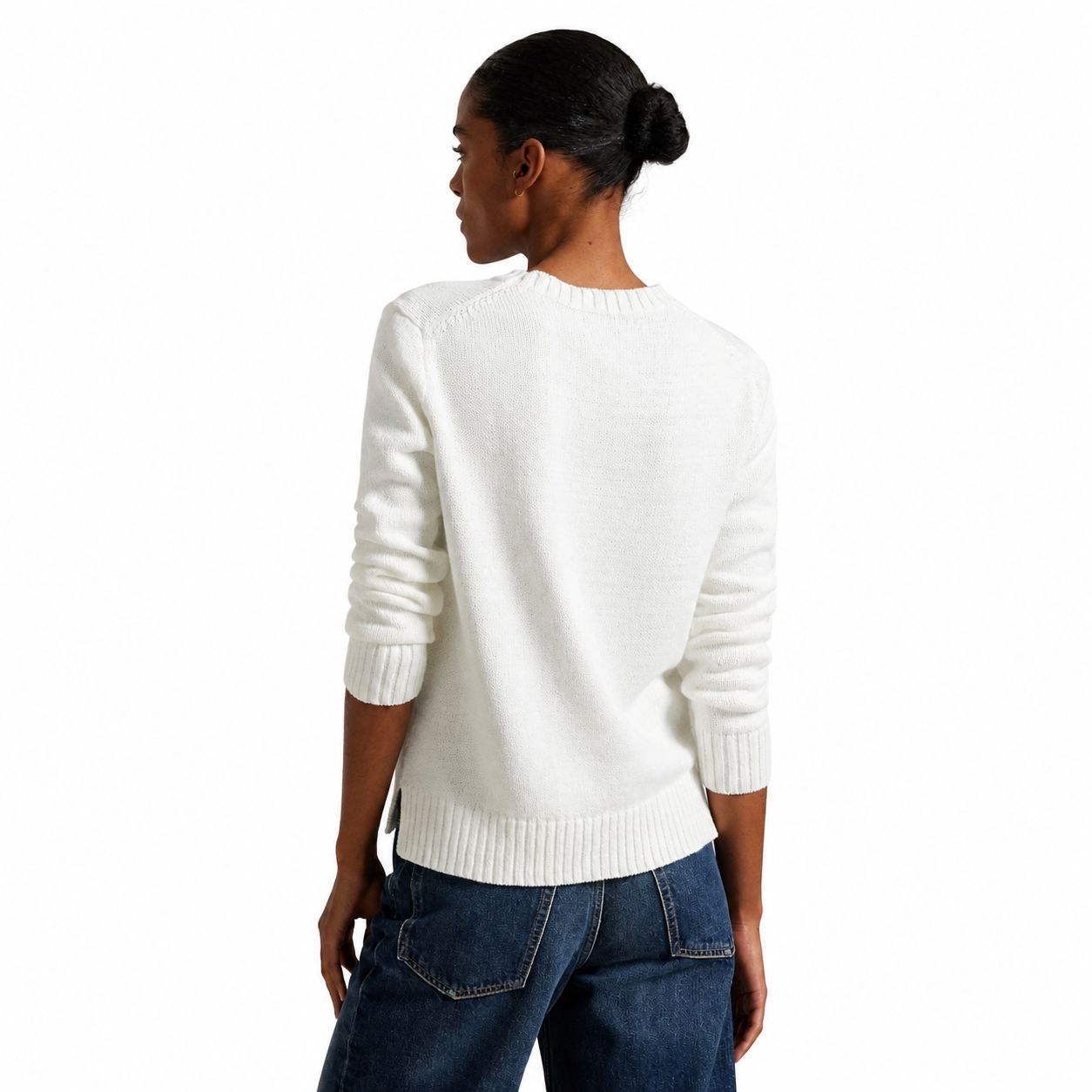 RL Polo Bear Sweater in Linen-Cotton with Crew Neck
