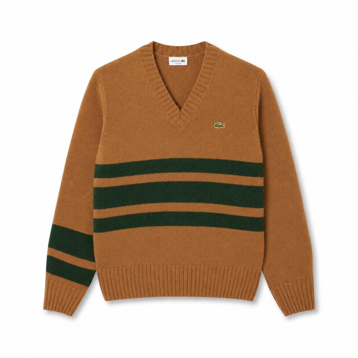 LC Striped Wool Sweater with V-Neck