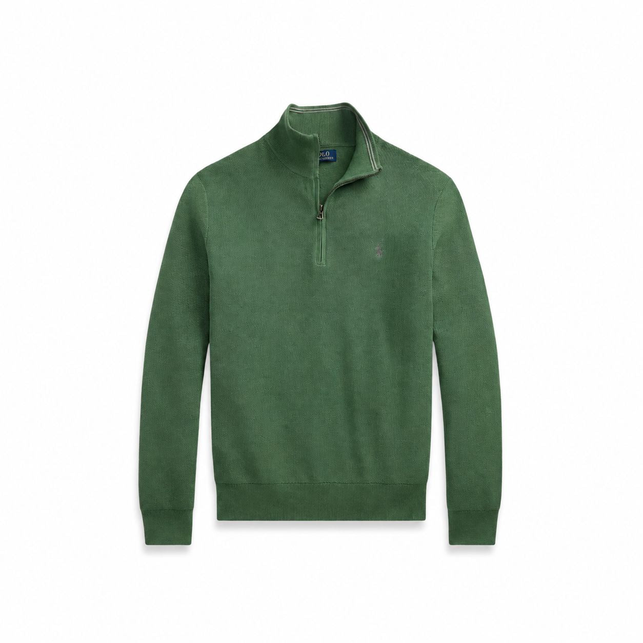 RL Mesh Knit Cotton-Sweater with Quarter Zip