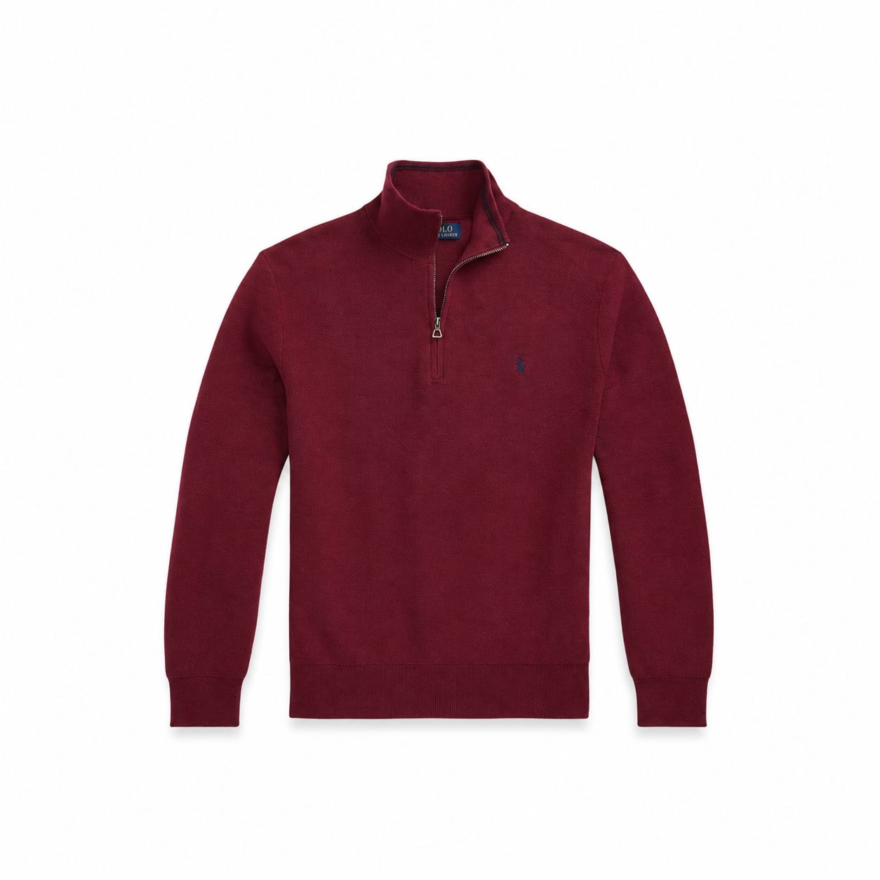 RL Mesh Knit Cotton-Sweater with Quarter Zip