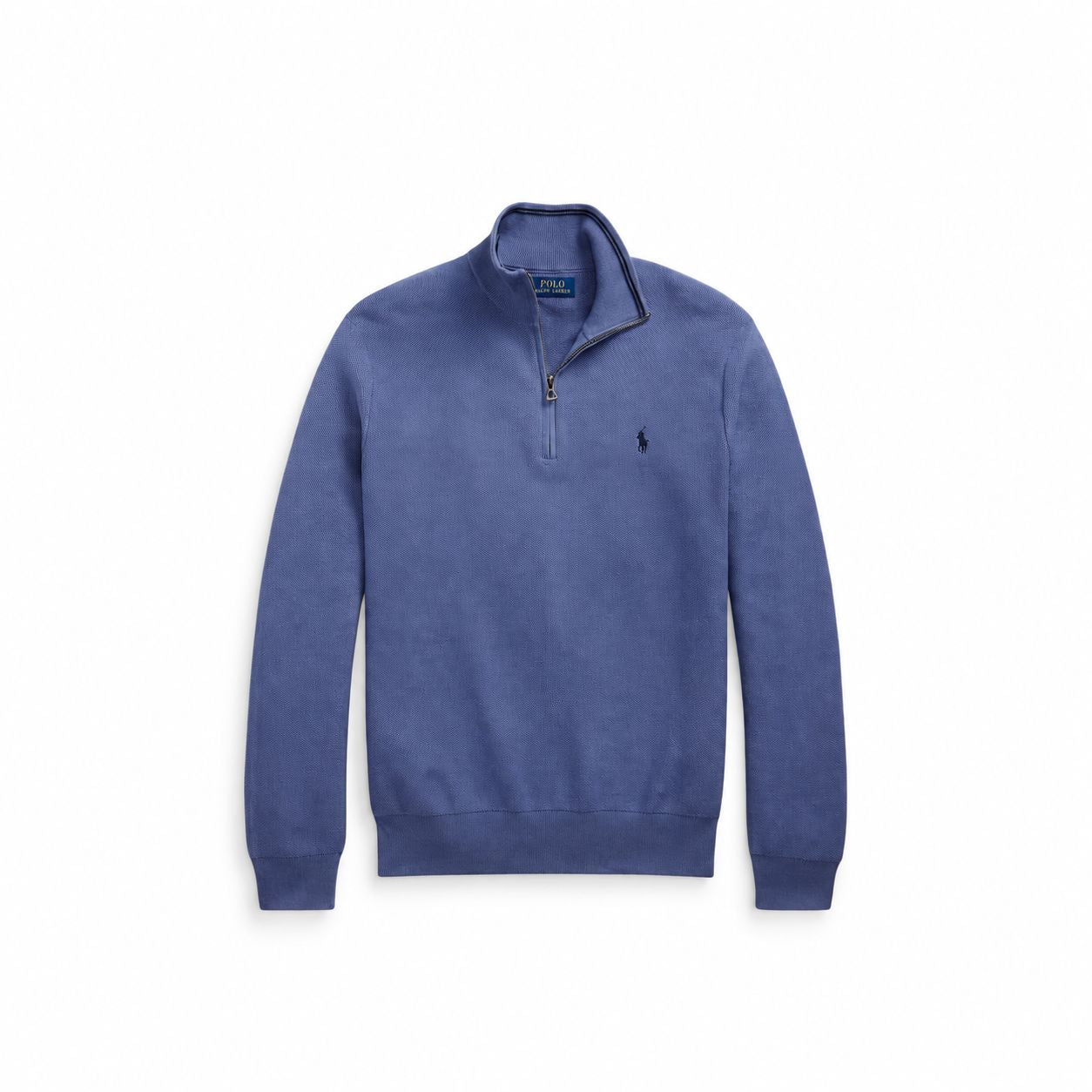 RL Mesh Knit Cotton-Sweater with Quarter Zip