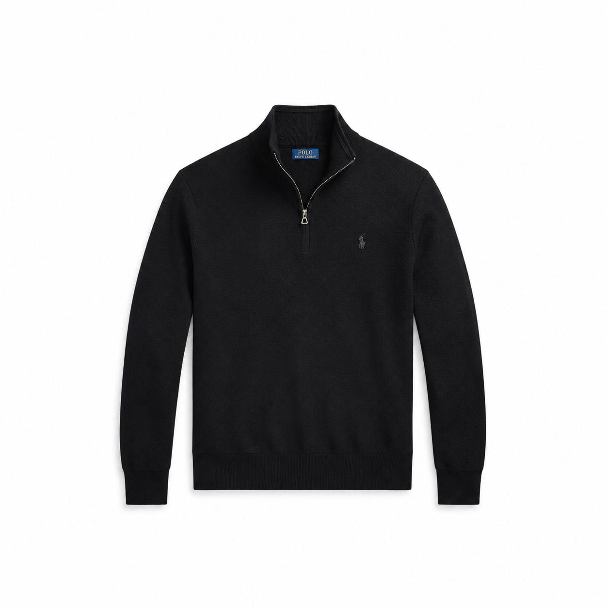 RL Mesh Knit Cotton-Sweater with Quarter Zip