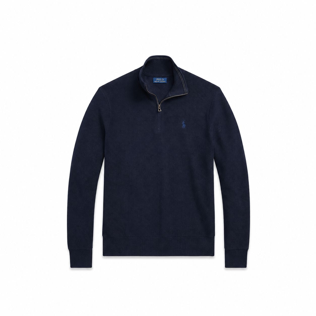 RL Mesh Knit Cotton-Sweater with Quarter Zip