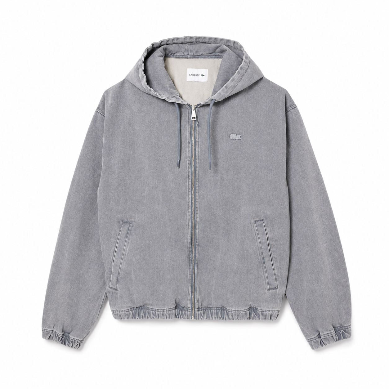 LC Denim Jacket with Hood and Washed Effect