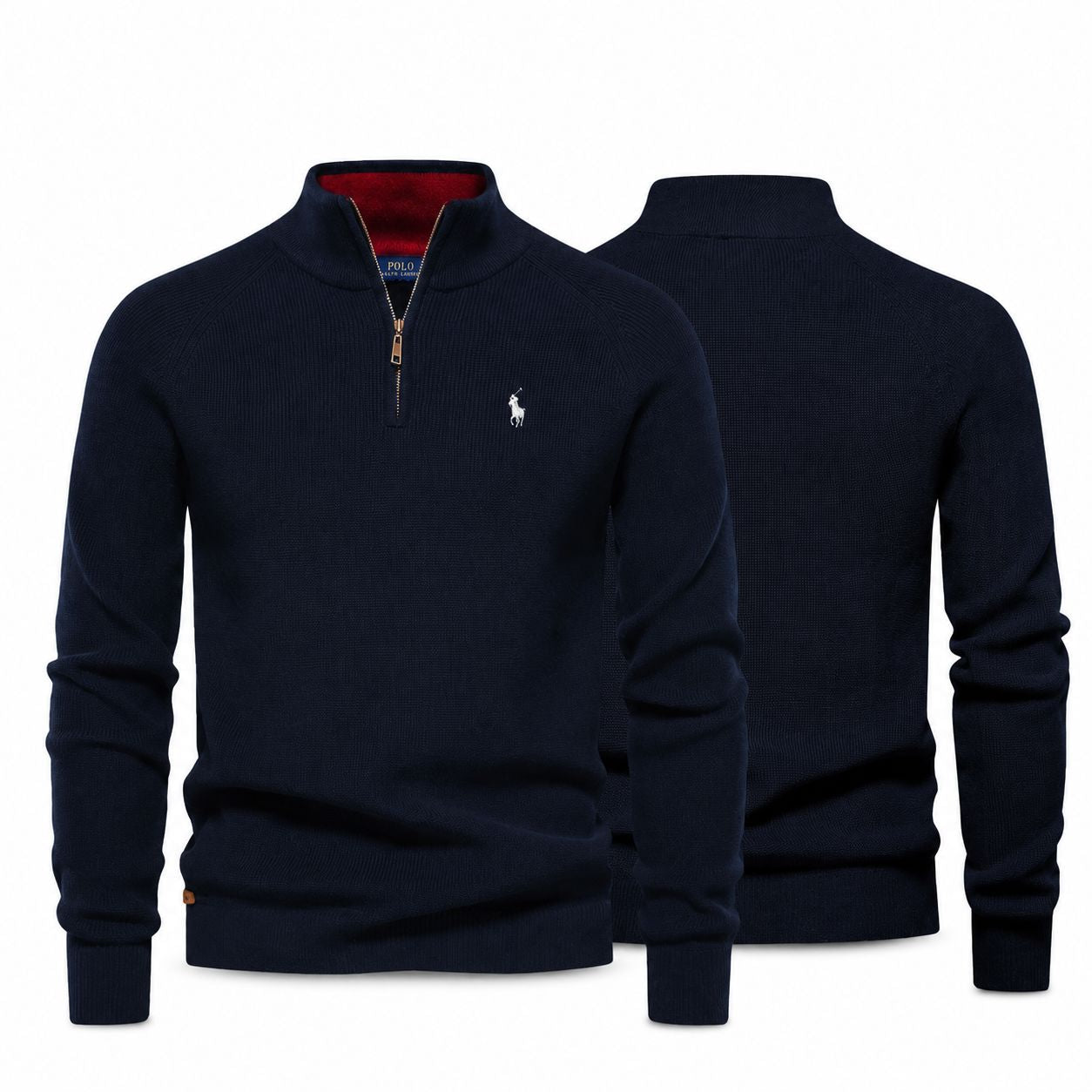 RL Zip Cable Knit Wool Sweater