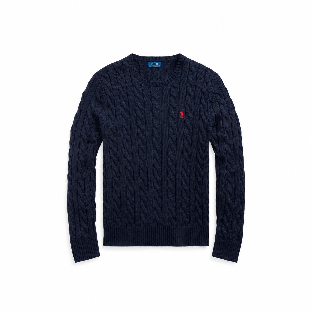 RL Cotton-Sweater with Cable Knit