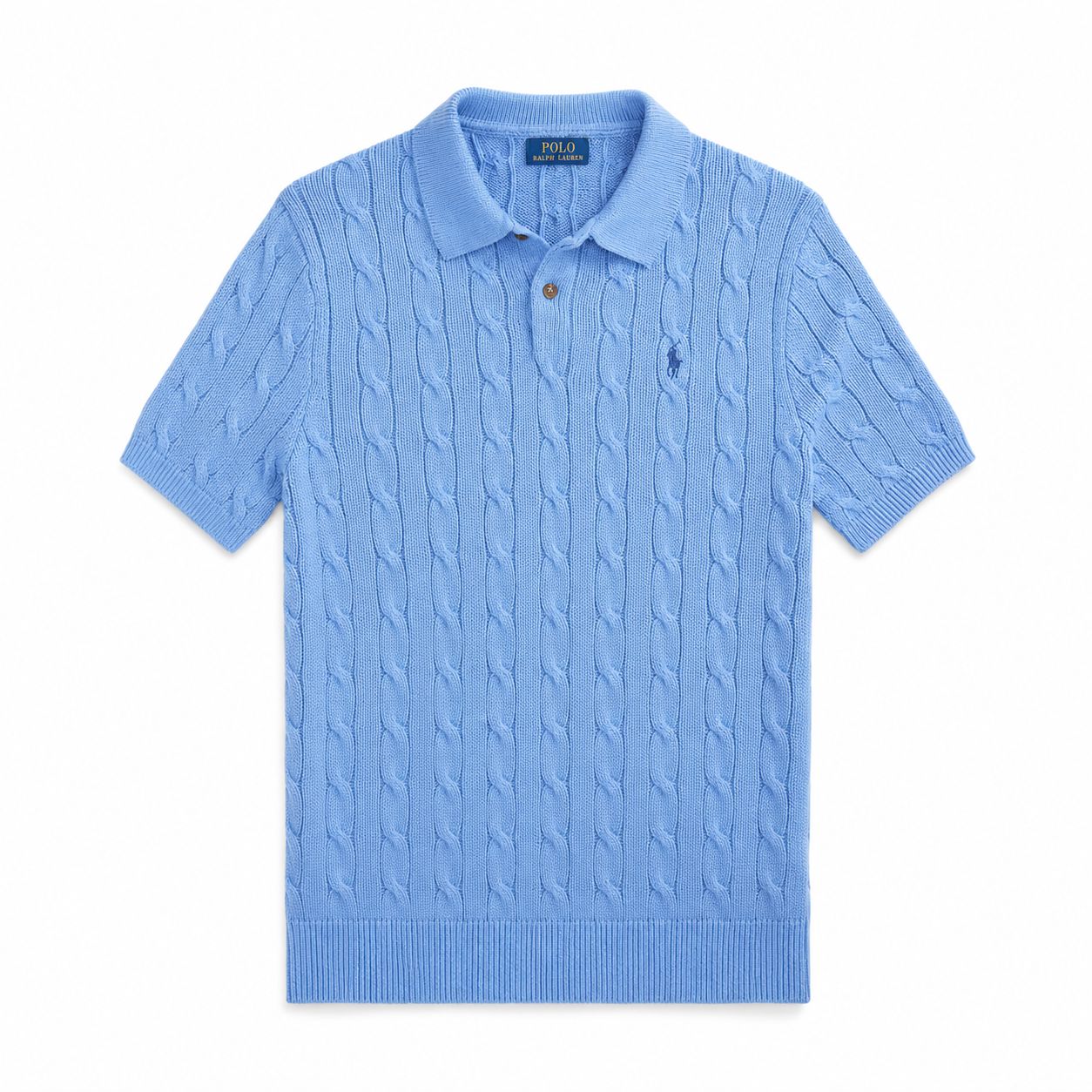 RL Polo-Sweater in Cotton with Cable Knit