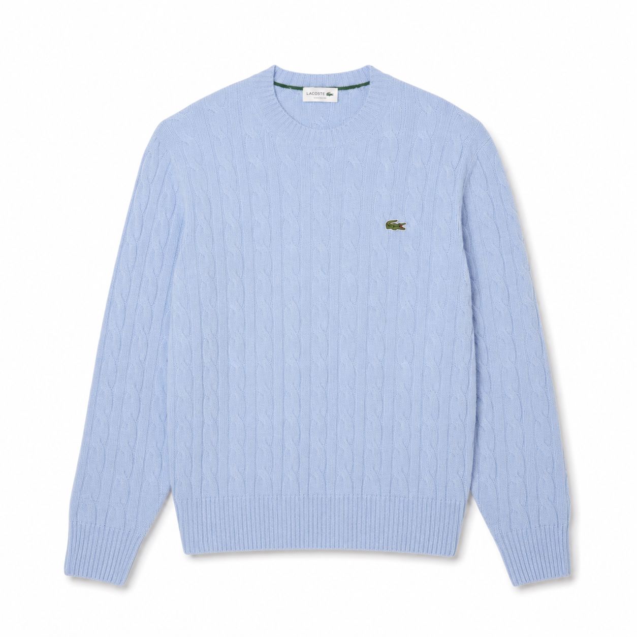 LC Cable-Knit Sweater in Combed Wool with Crew Neck