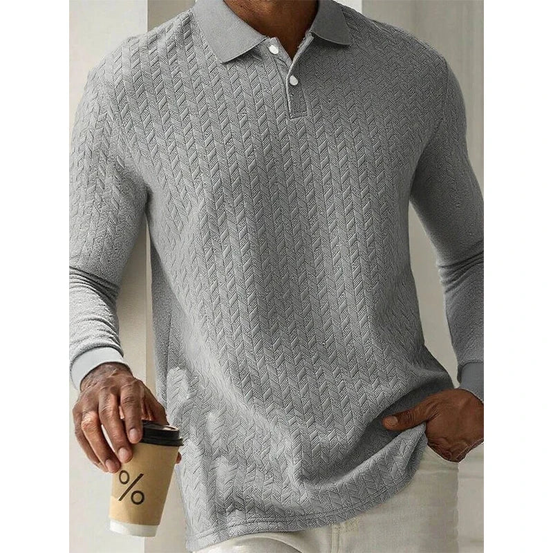 VINCENZI® Long Sleeve Knit Business Polo