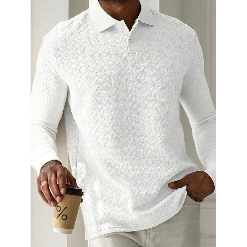 VINCENZI® Long Sleeve Knit Business Polo