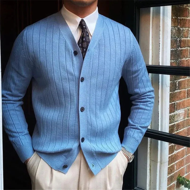 RAVELLO® V-Neck Knit Cardigan – Old Money Edition