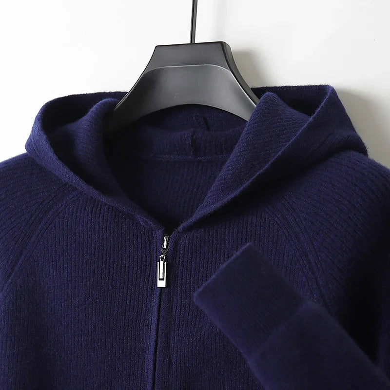 VOLANTE® 100% Merino Wool Zip Hooded Cardigan