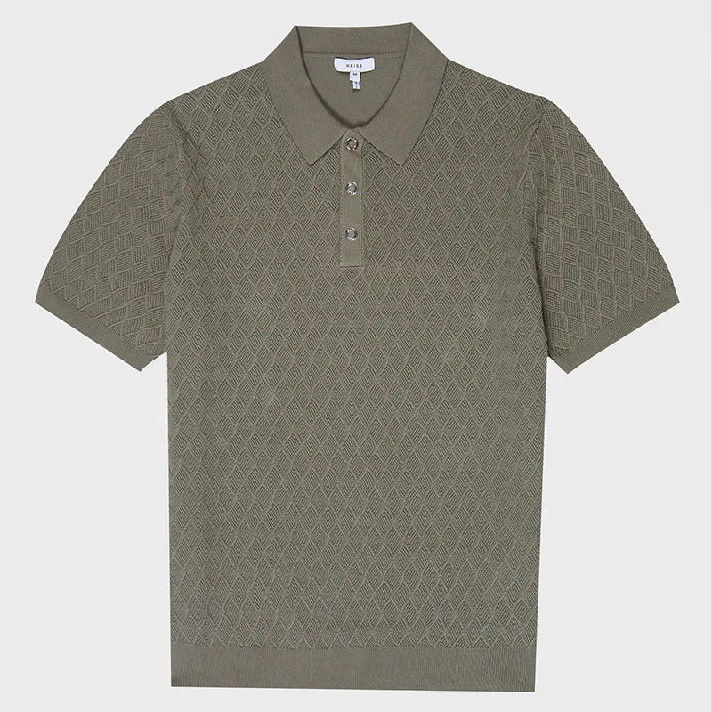 ROCHESTER® 2026 Summer Men's Slim Knit Polo Shirt with Turn-Down Collar and Buttoned Detail