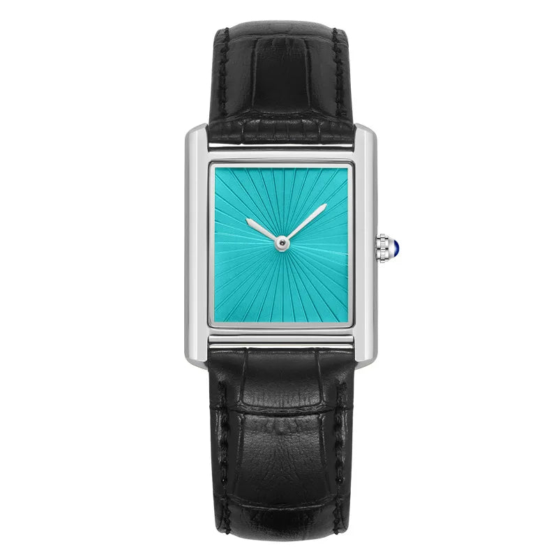 CARTAVIO® Classic Square Two-Hand Leather Watch