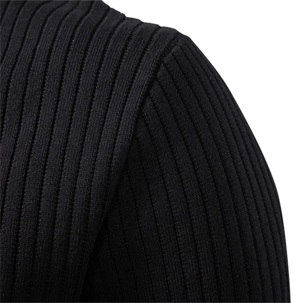 VINCELLI® Ribbed Button Placket Long Sleeve Polo
