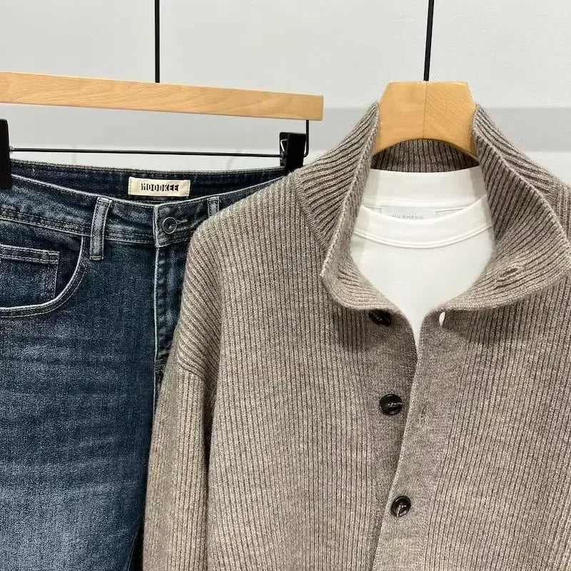 GRANTON® Turn-Down Collar Knit Cardigan
