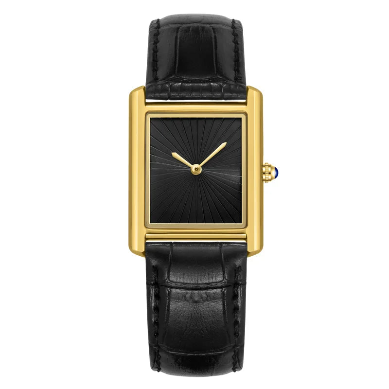 CARTAVIO® Classic Square Two-Hand Leather Watch
