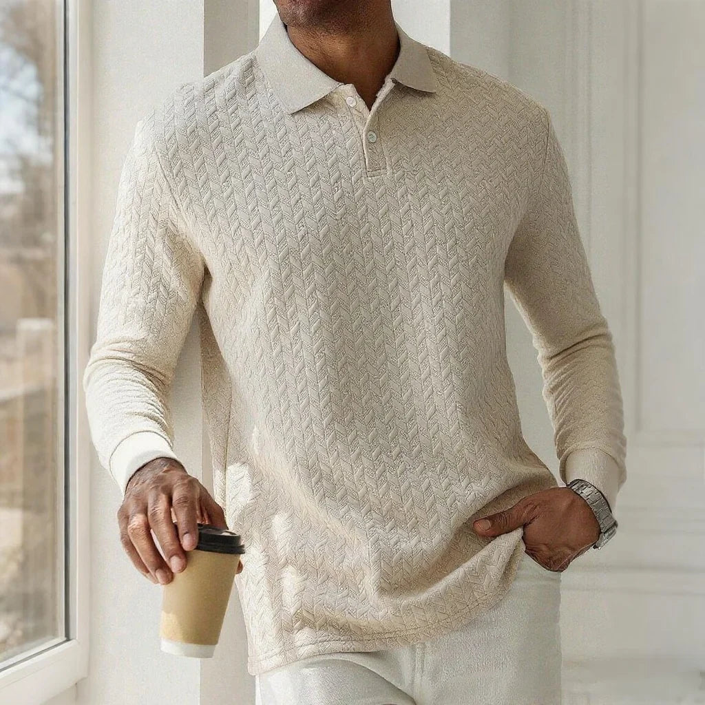 VINCENZI® Long Sleeve Knit Business Polo