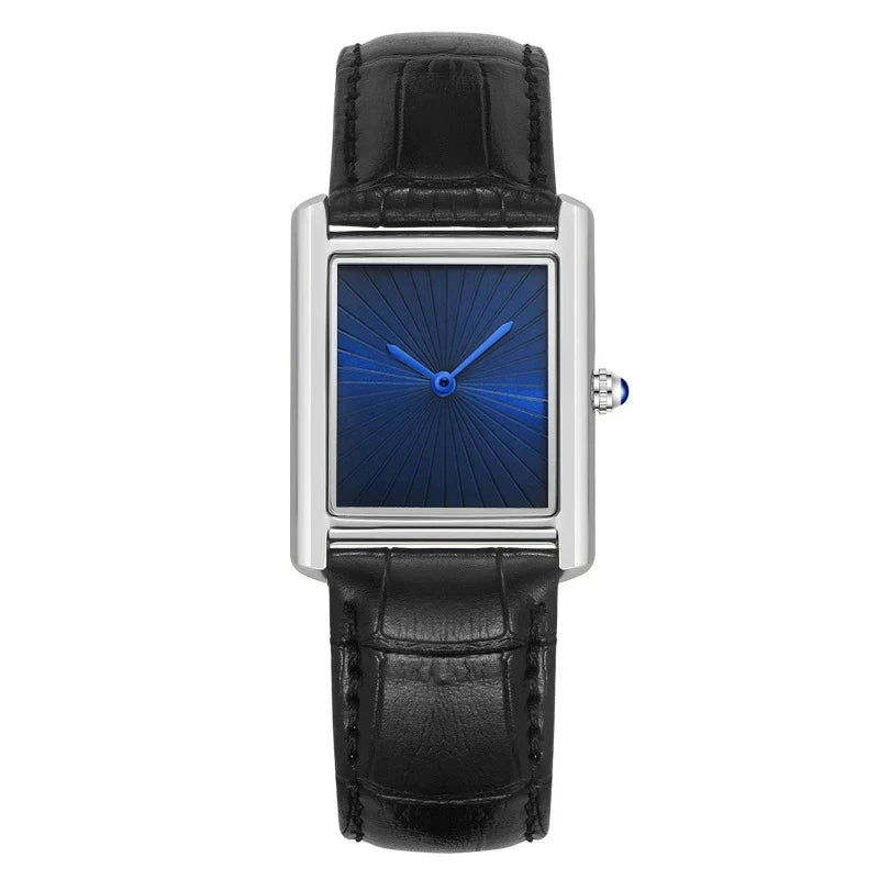 CARTAVIO® Classic Square Two-Hand Leather Watch