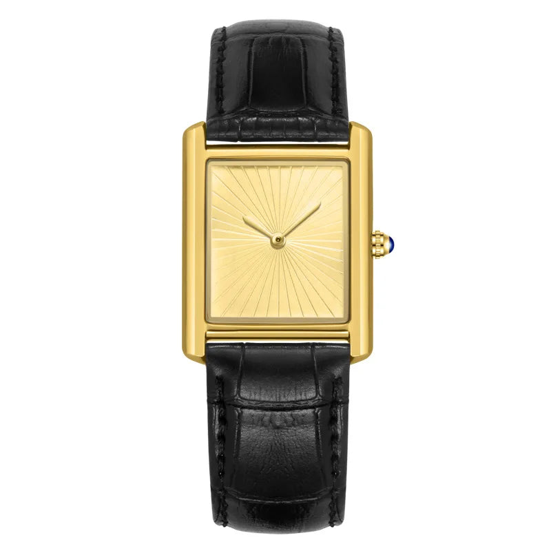 CARTAVIO® Classic Square Two-Hand Leather Watch