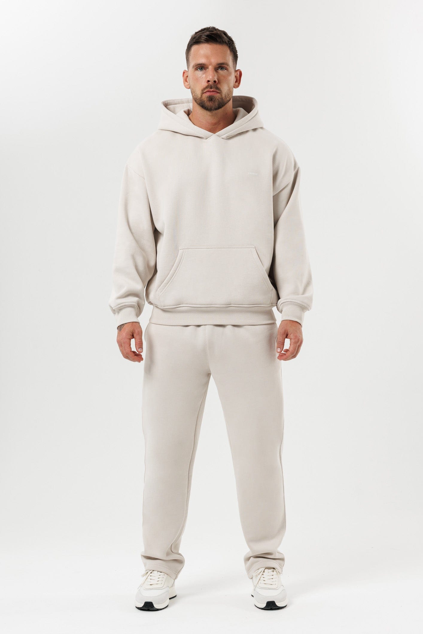 PRINT HOODIE - BEIGE