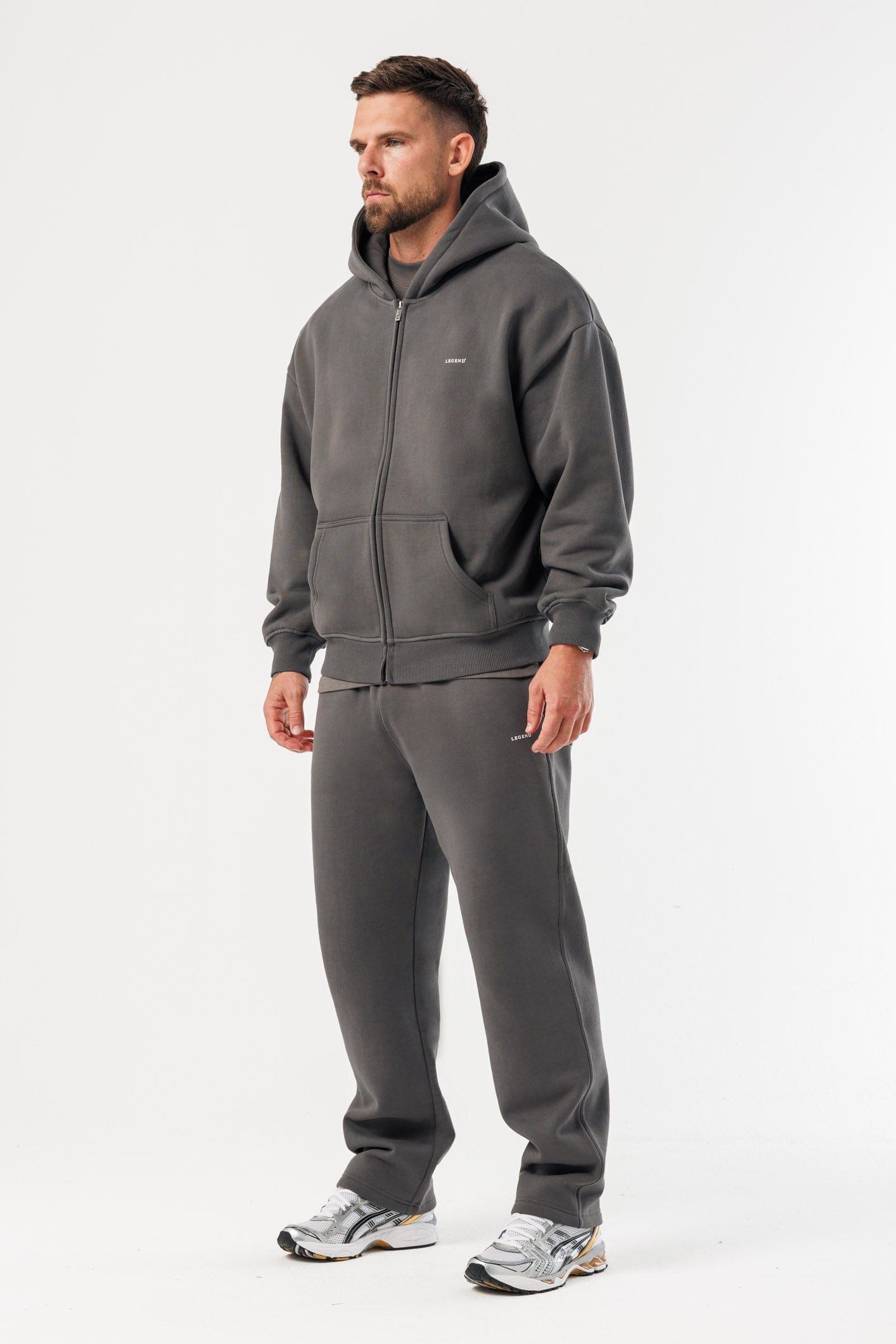 ZIPPED HOODIE - DARK GREY