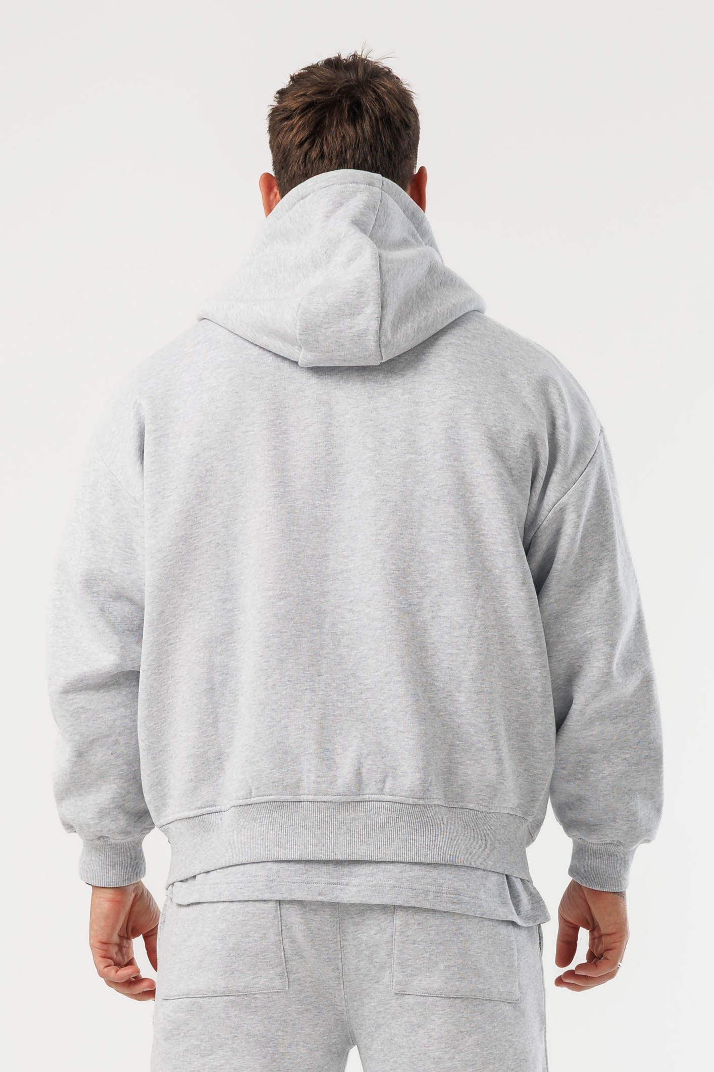 ZIPPED HOODIE - GREY MARL