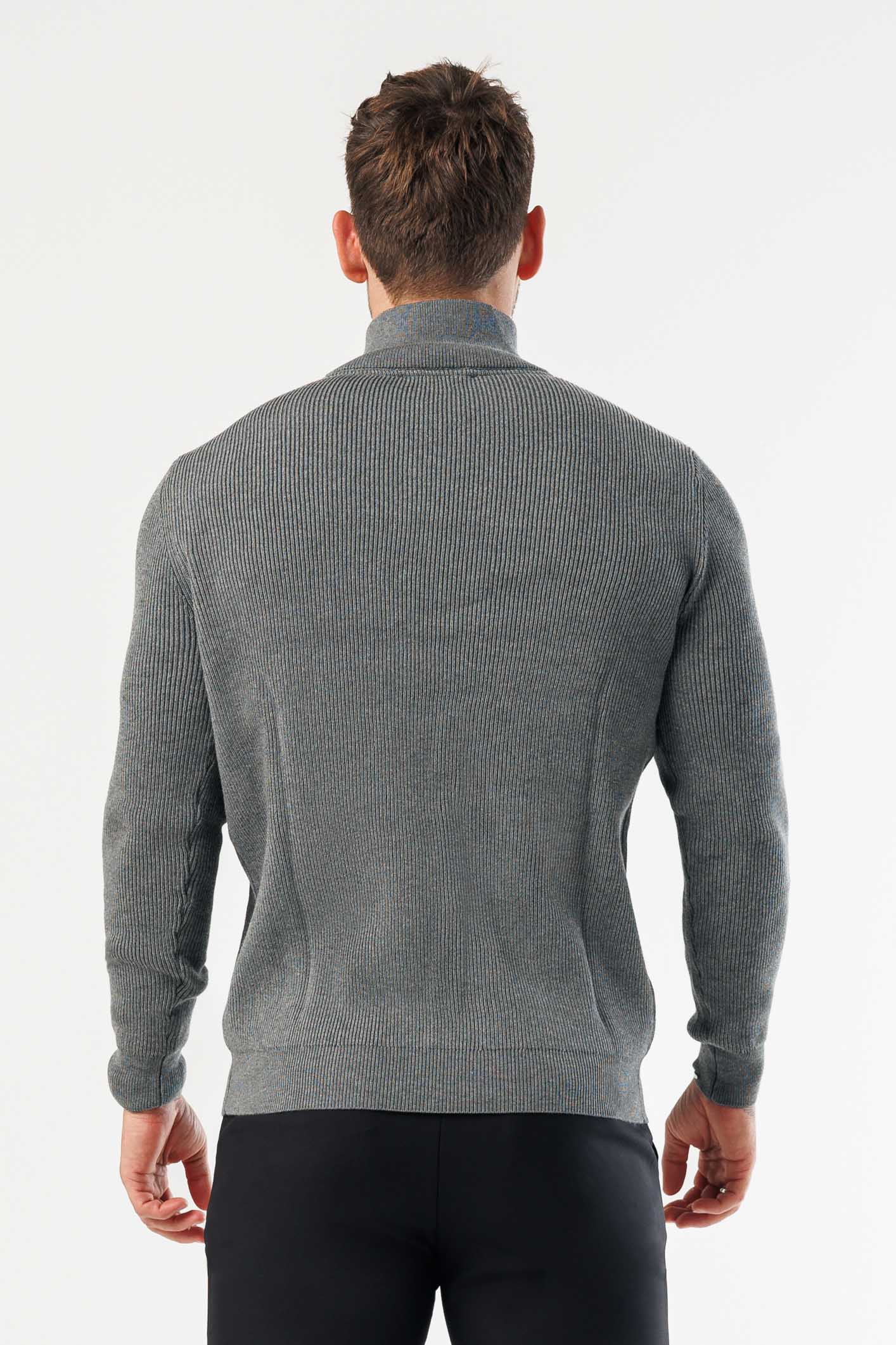 RIDGE KNIT QUARTER ZIP - DARK GREY MARL