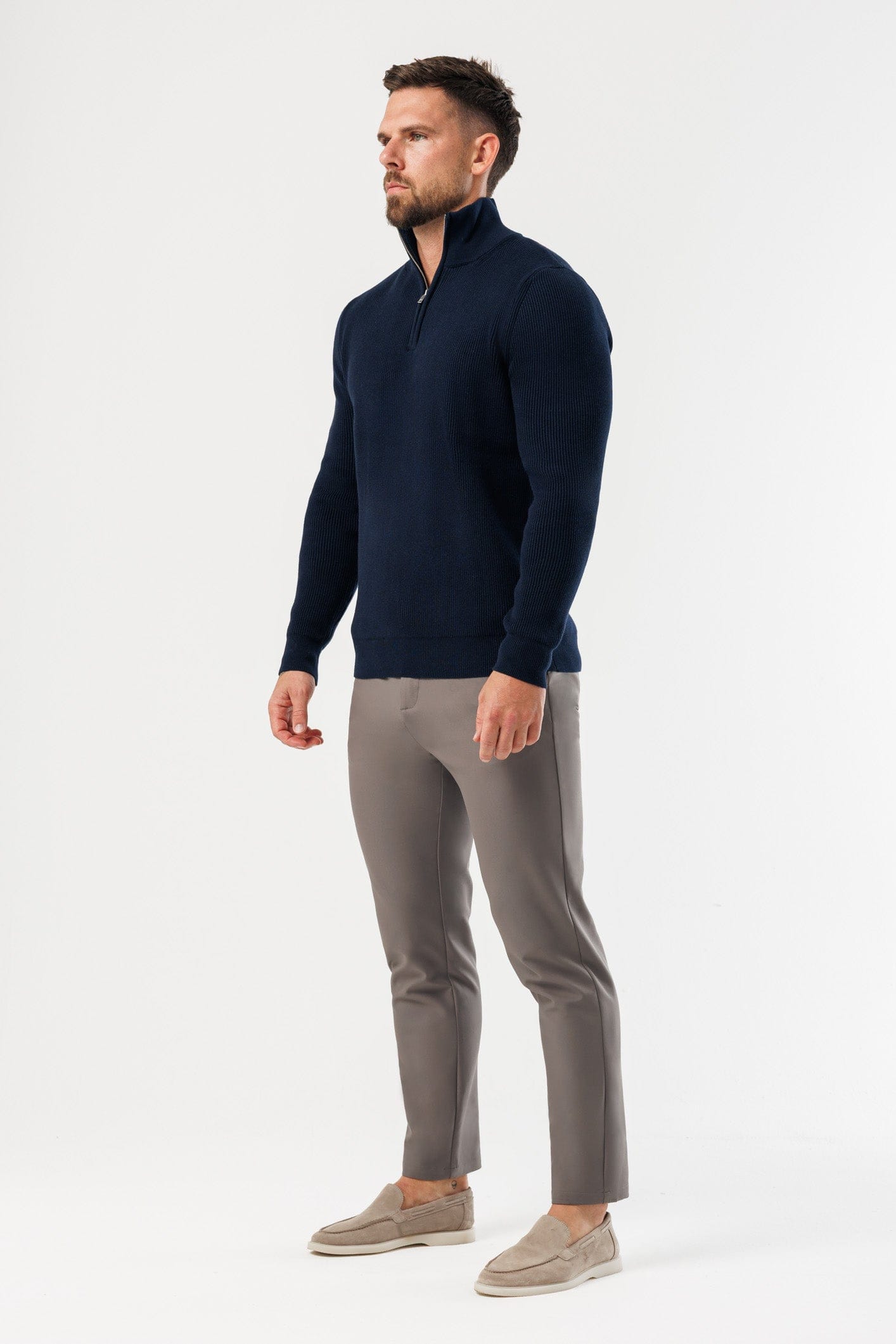 RIDGE KNIT QUARTER ZIP - NAVY