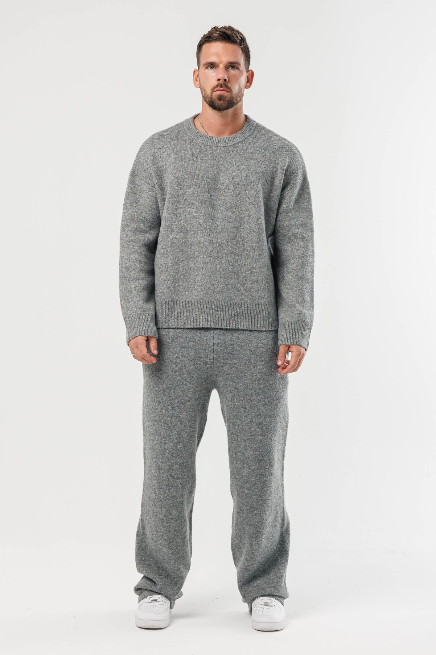 KNIT SWEATER - GREY MARL