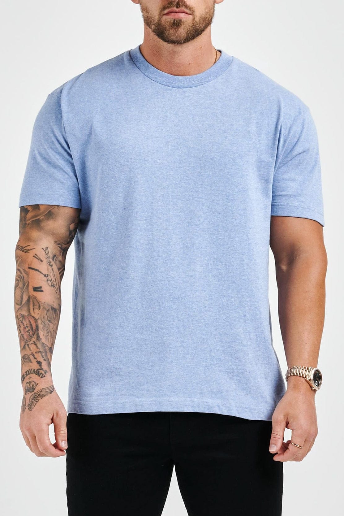 PREMIUM BASICS T-SHIRT (NO LOGO) - LIGHT BLUE MARL