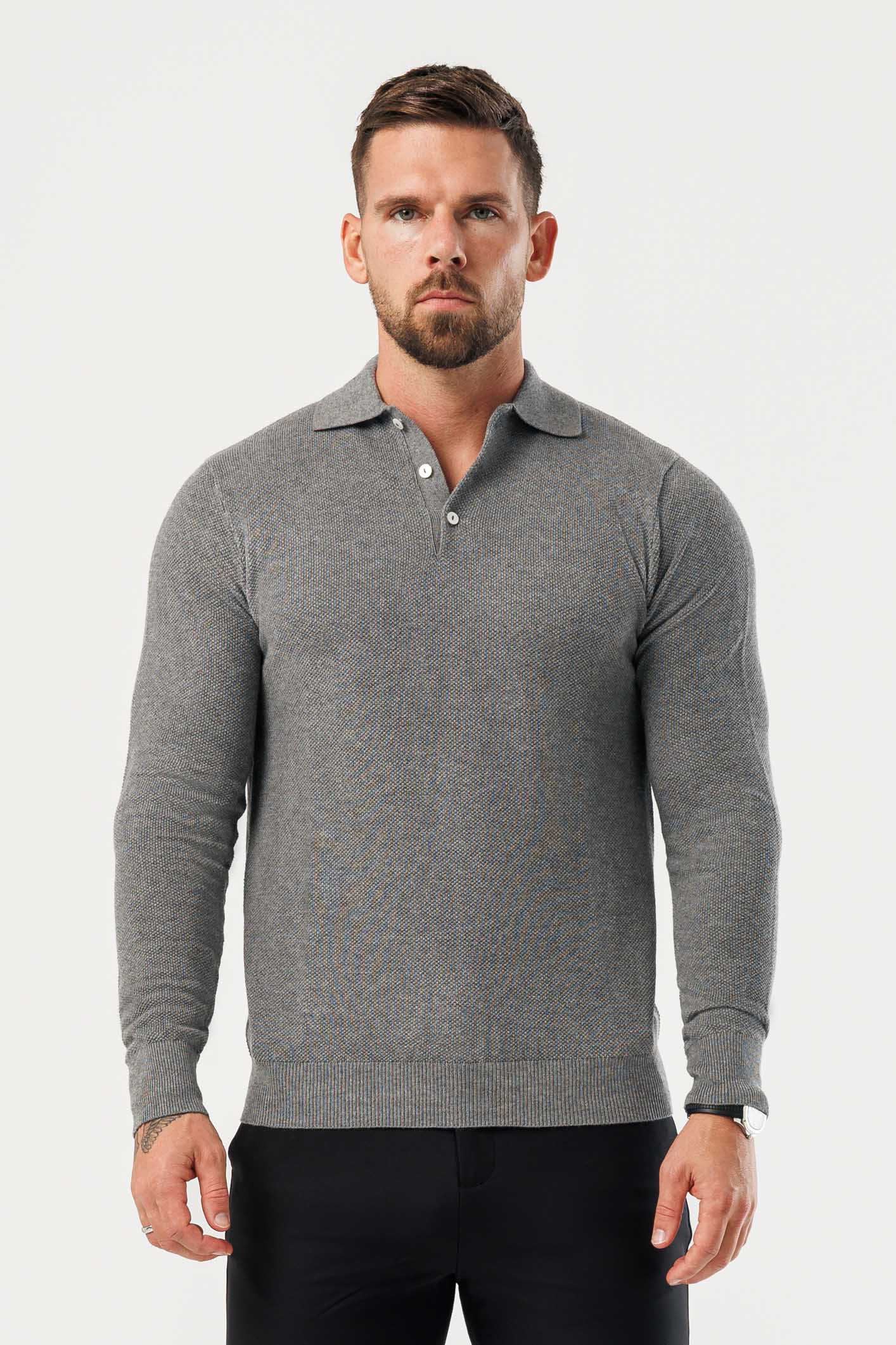 COAST LONG SLEEVE POLO - DARK GREY