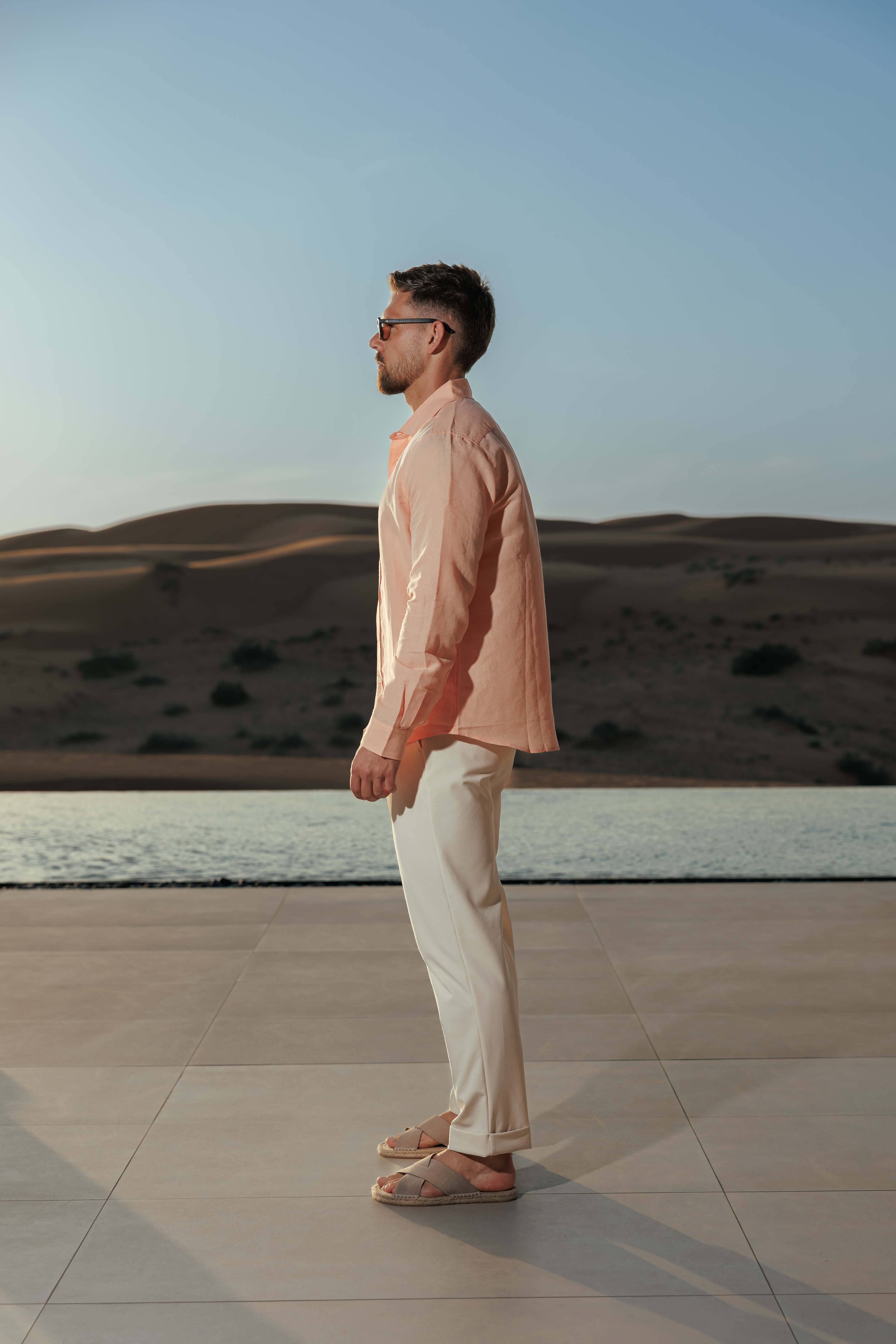 LUXE LINEN SHIRT - SALMON