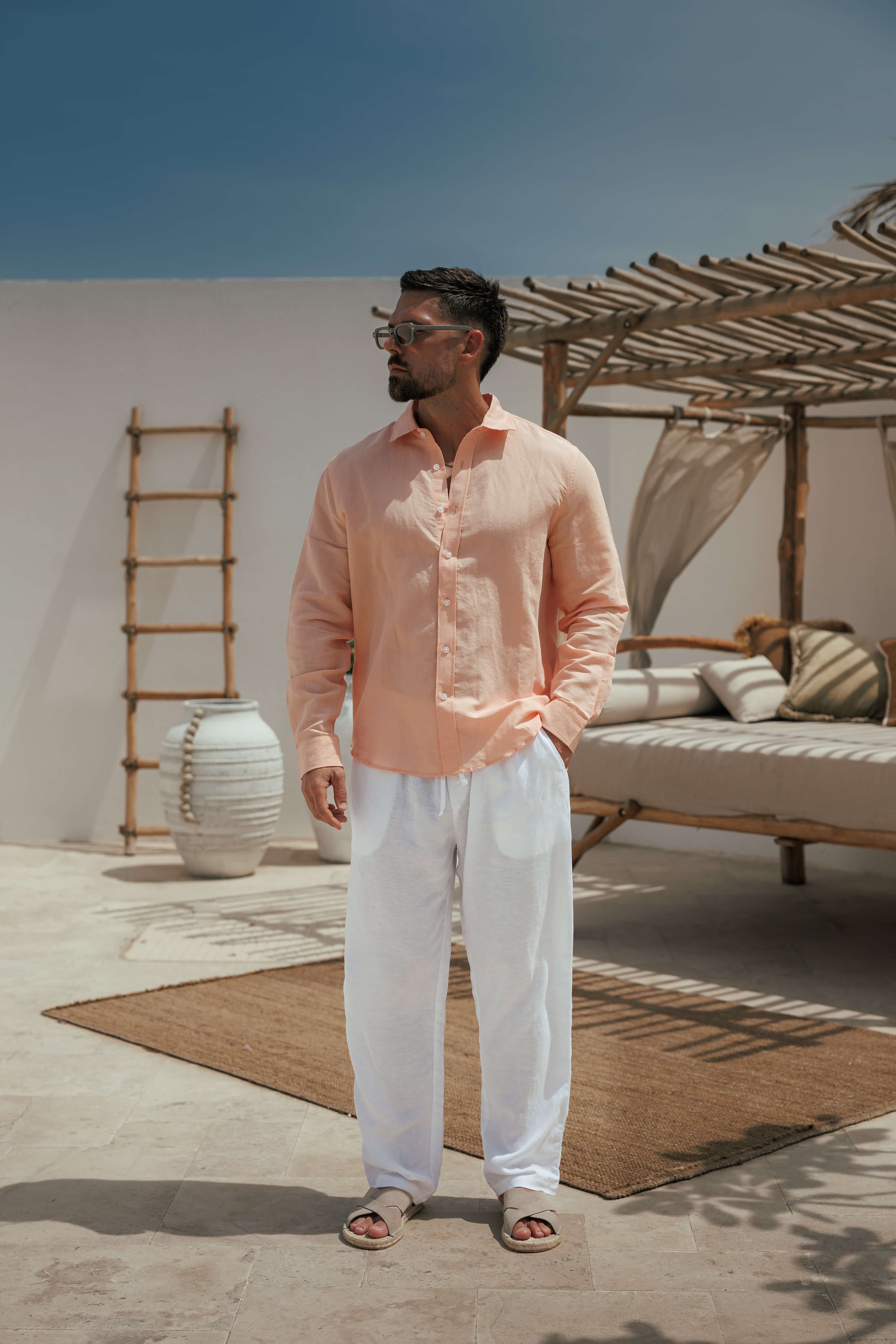 LUXE LINEN SHIRT - SALMON