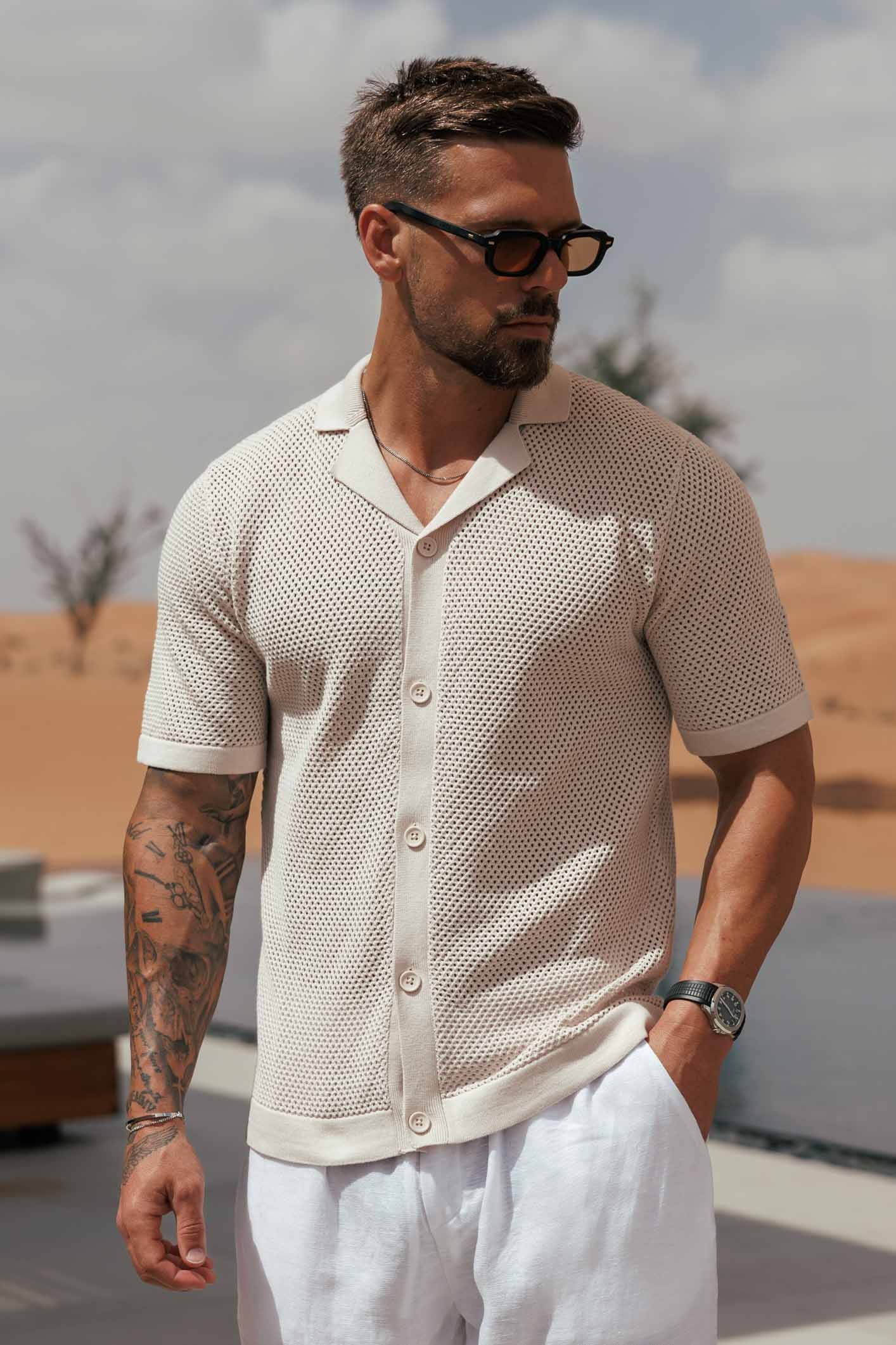 PEAK KNIT SHIRT - CREAM