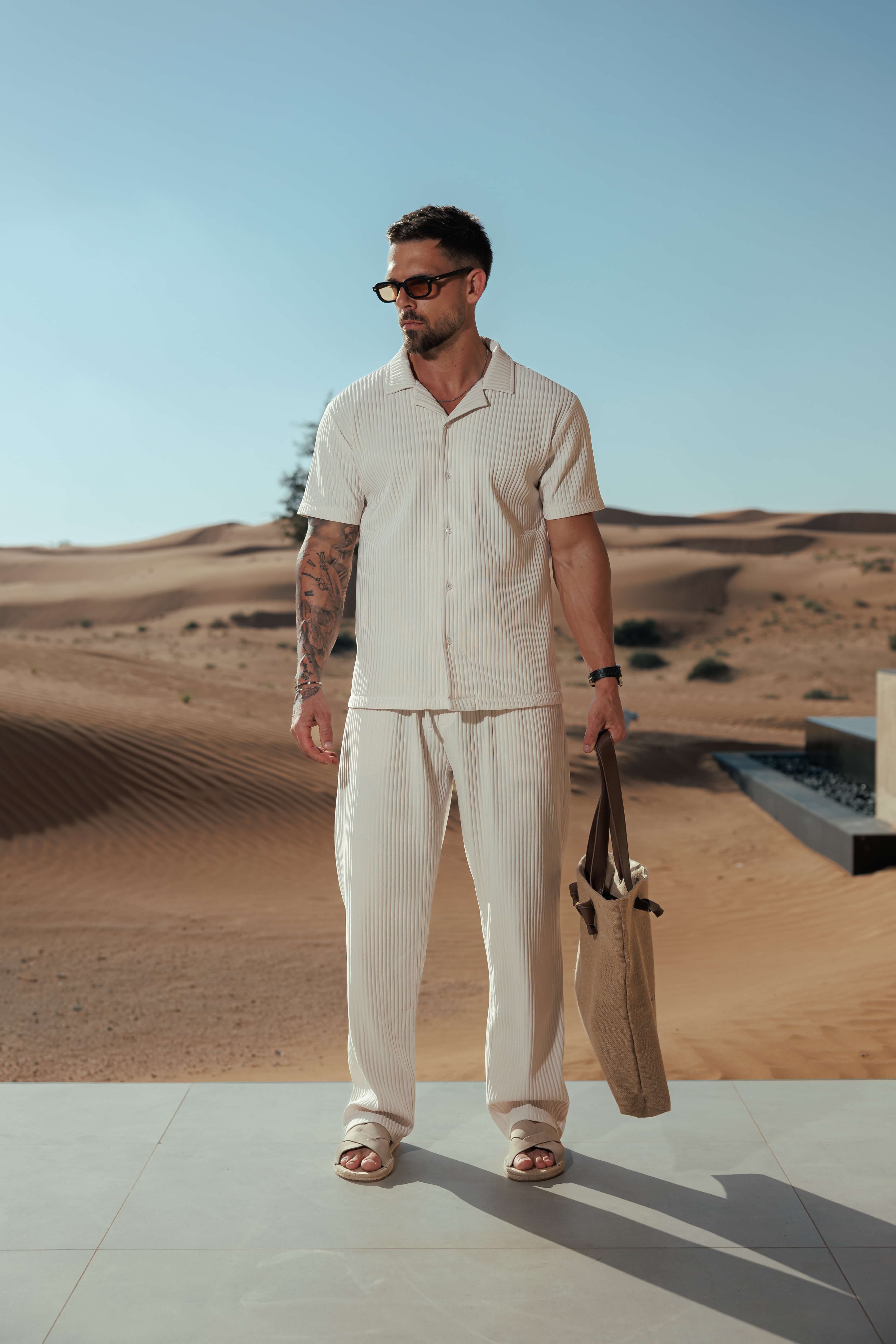 PLEATED SHIRT - BEIGE