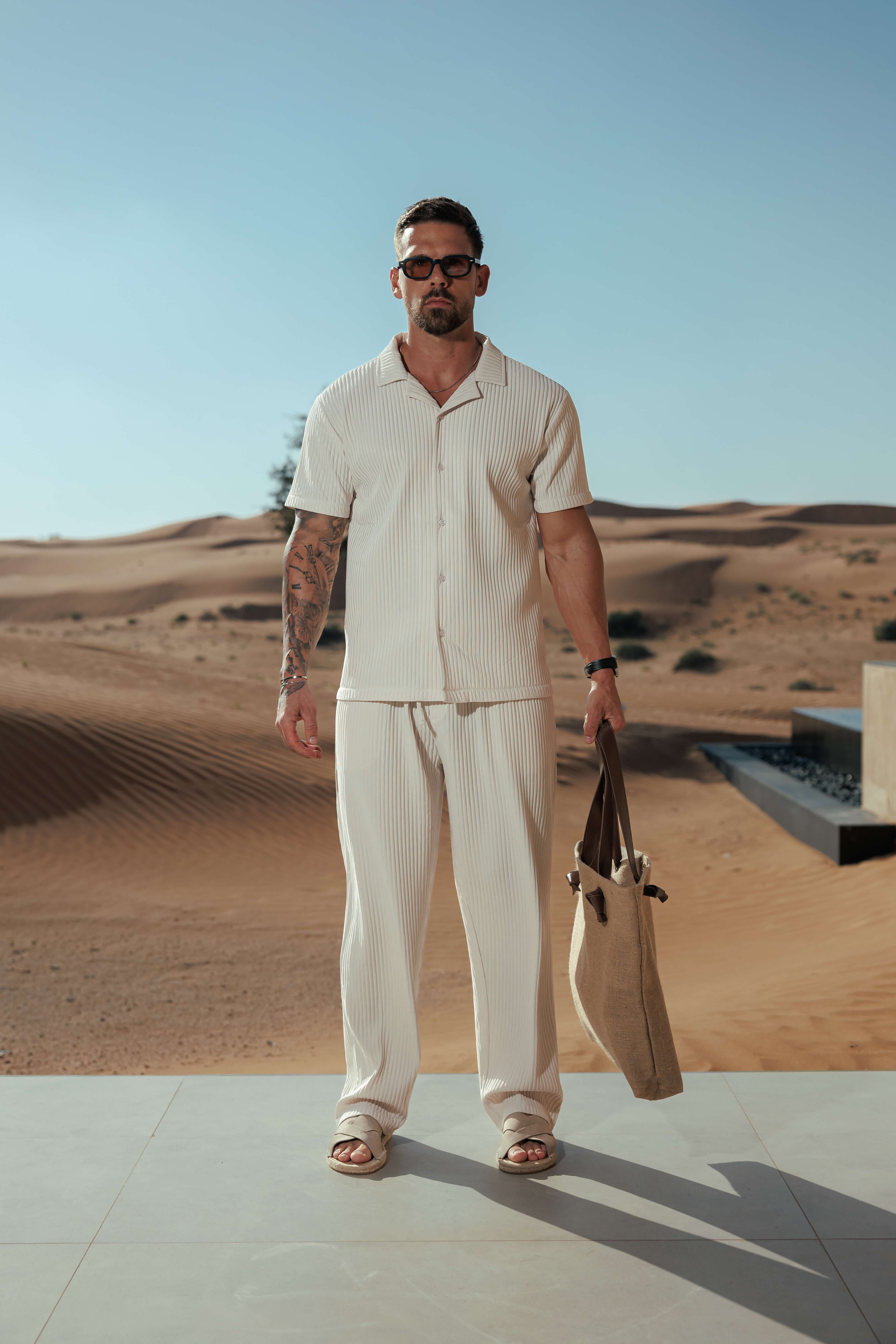PLEATED SHIRT - BEIGE