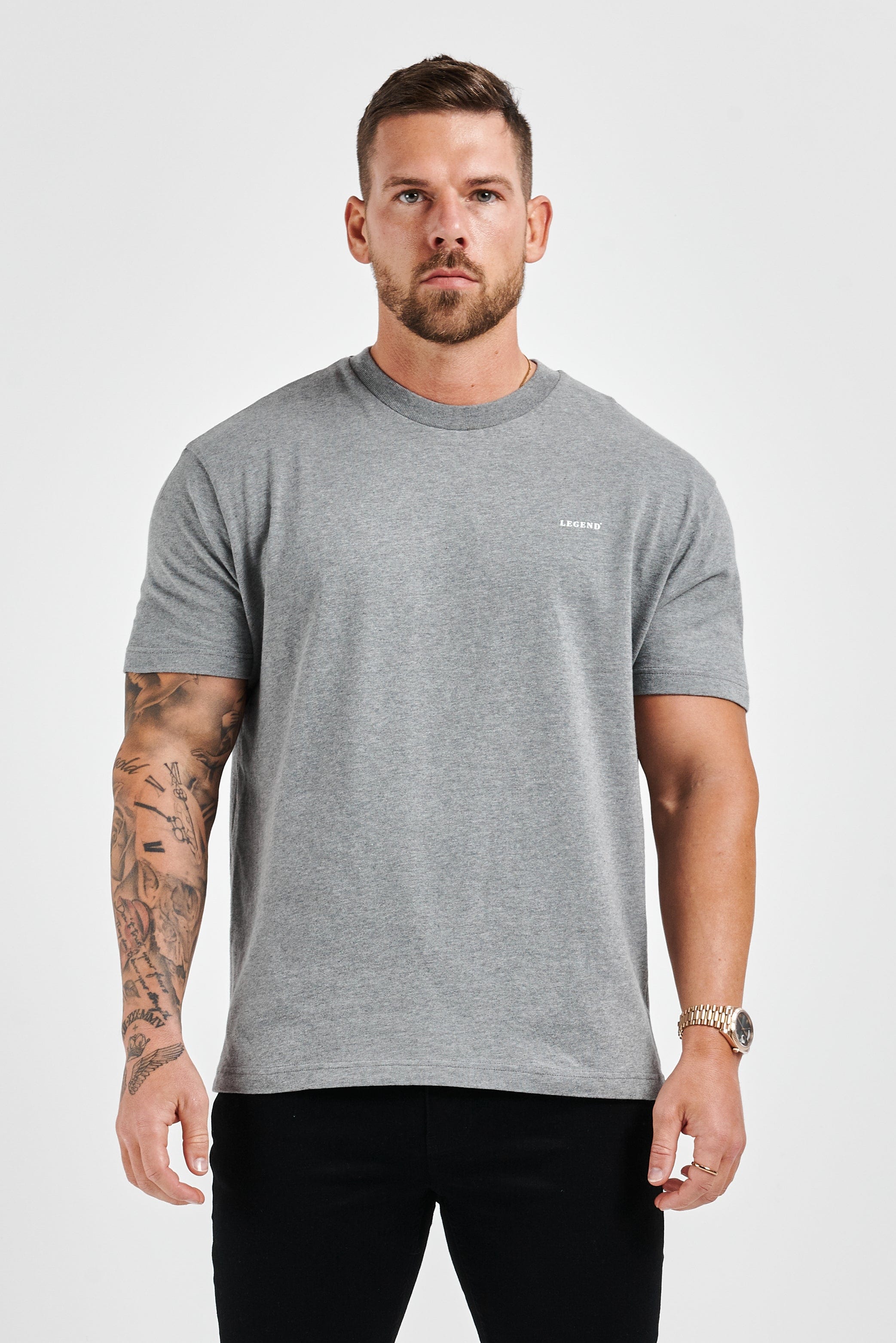 PREMIUM BASICS T-SHIRT (NO LOGO) - DARK GREY MARL