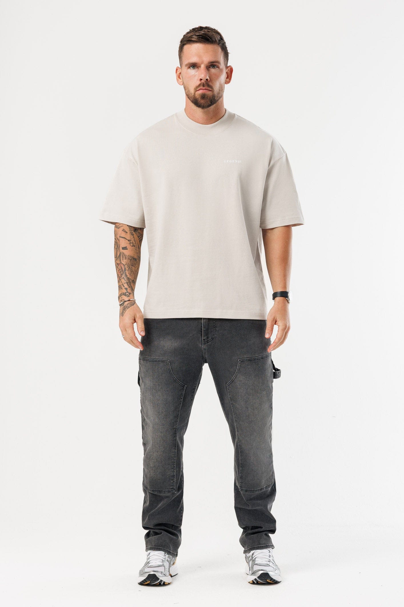 PRINT OVERSIZED T-SHIRT - BEIGE