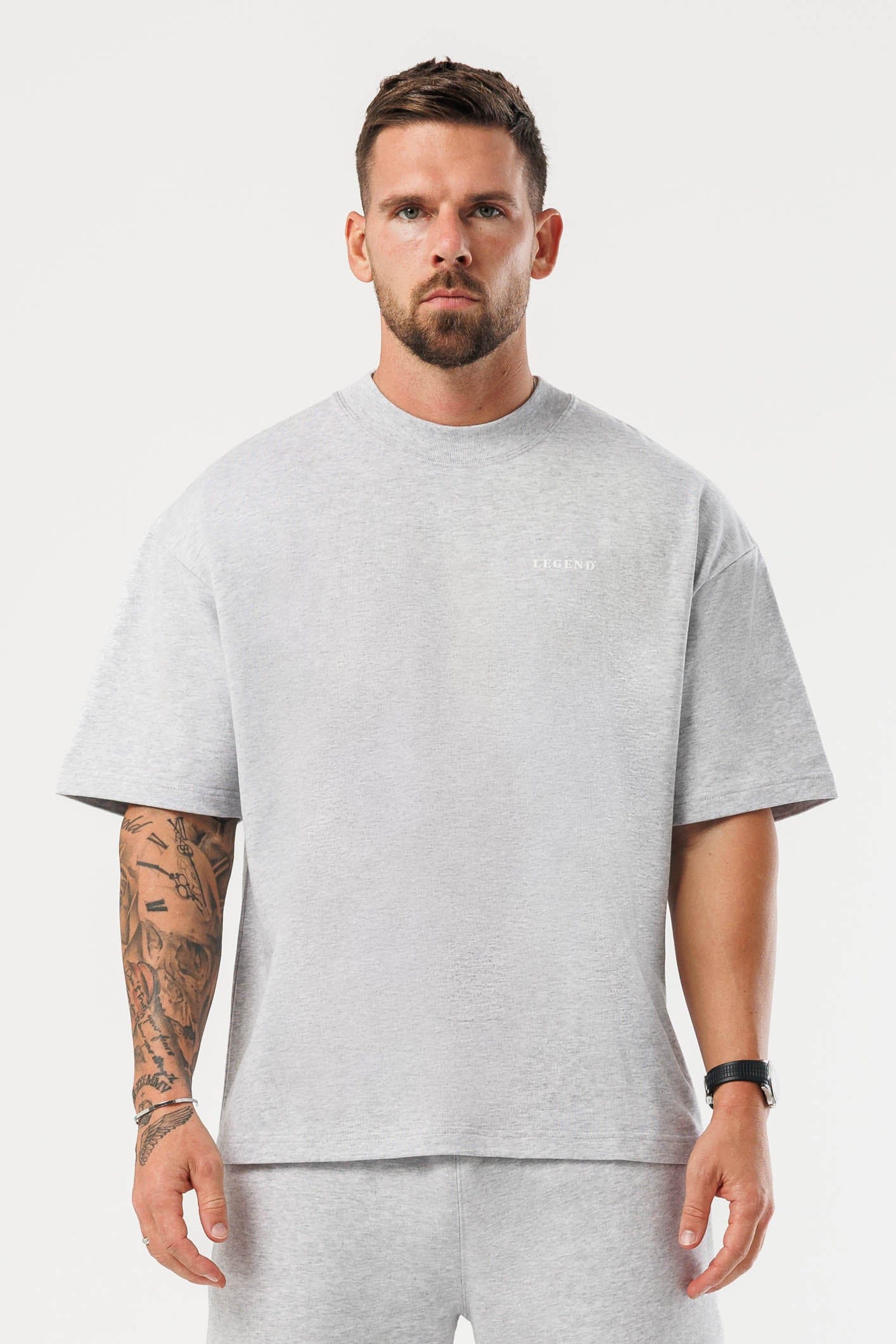 PRINT OVERSIZED T-SHIRT - GREY MARL