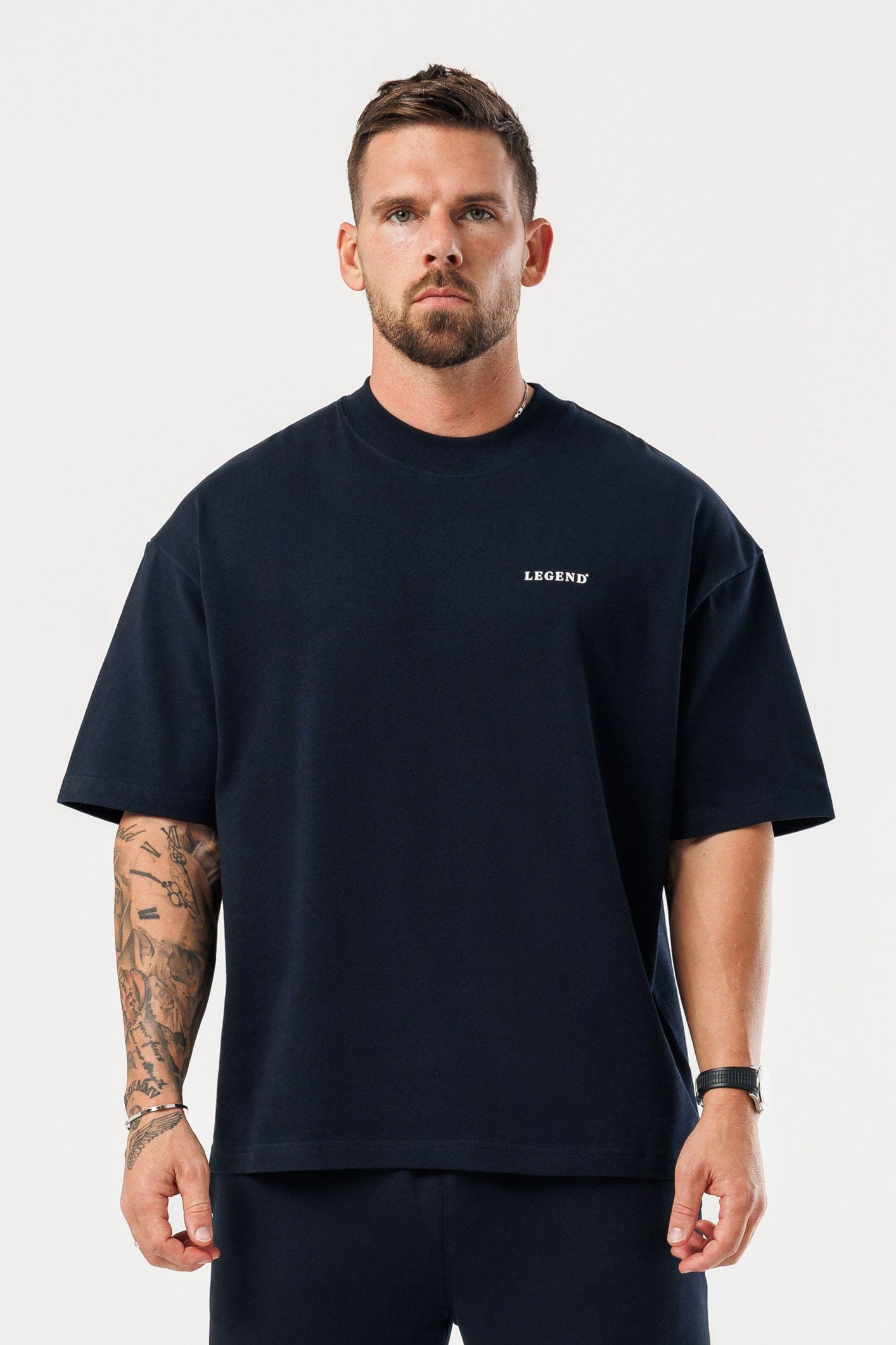 PRINT OVERSIZED T-SHIRT - NAVY