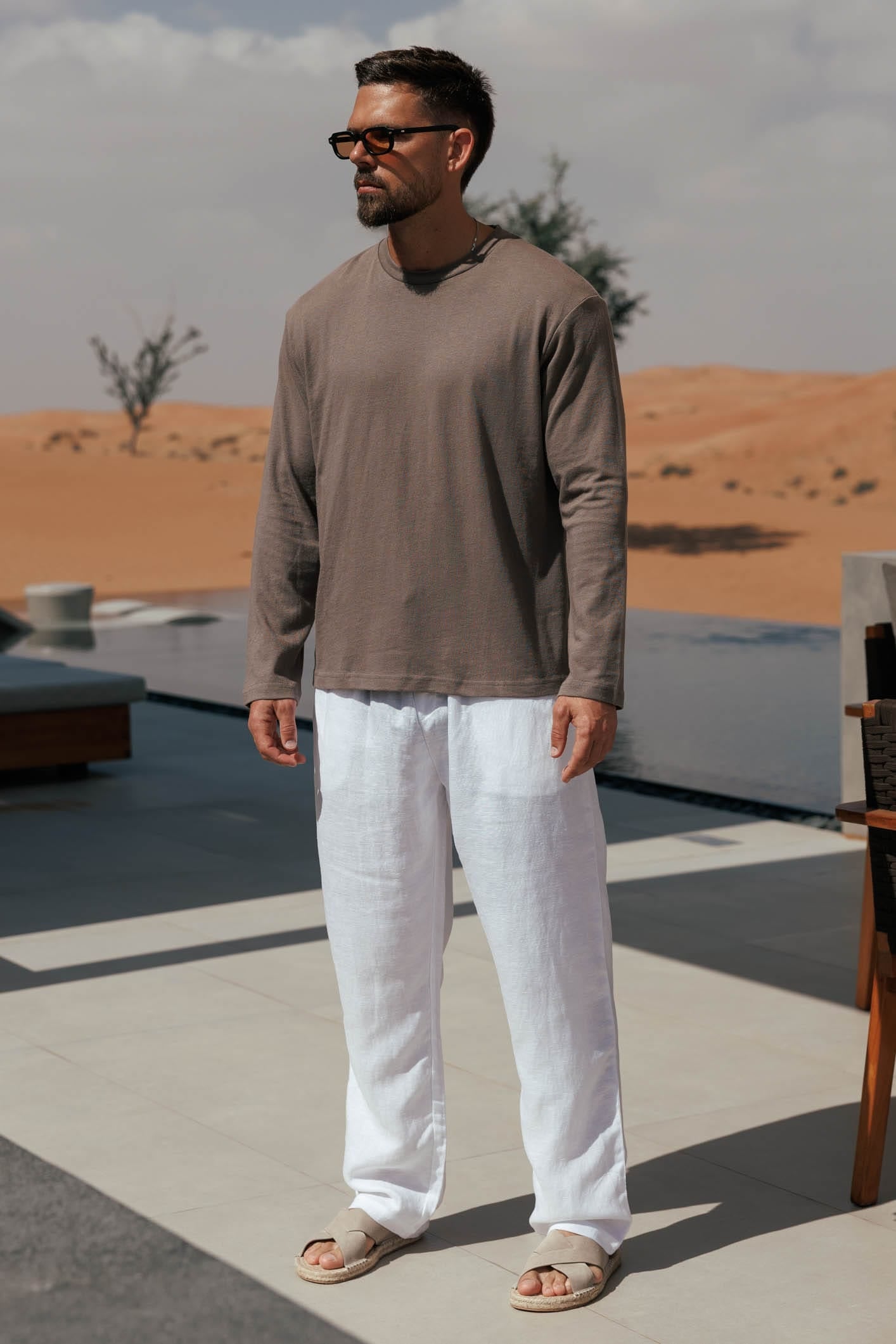 CROPPED LINEN T-SHIRT - OAK