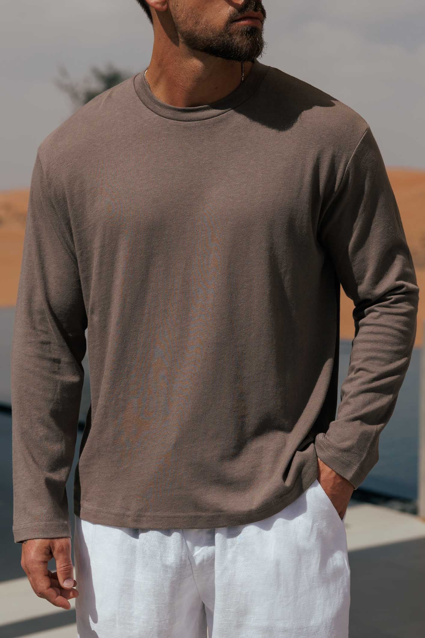 CROPPED LINEN T-SHIRT - OAK